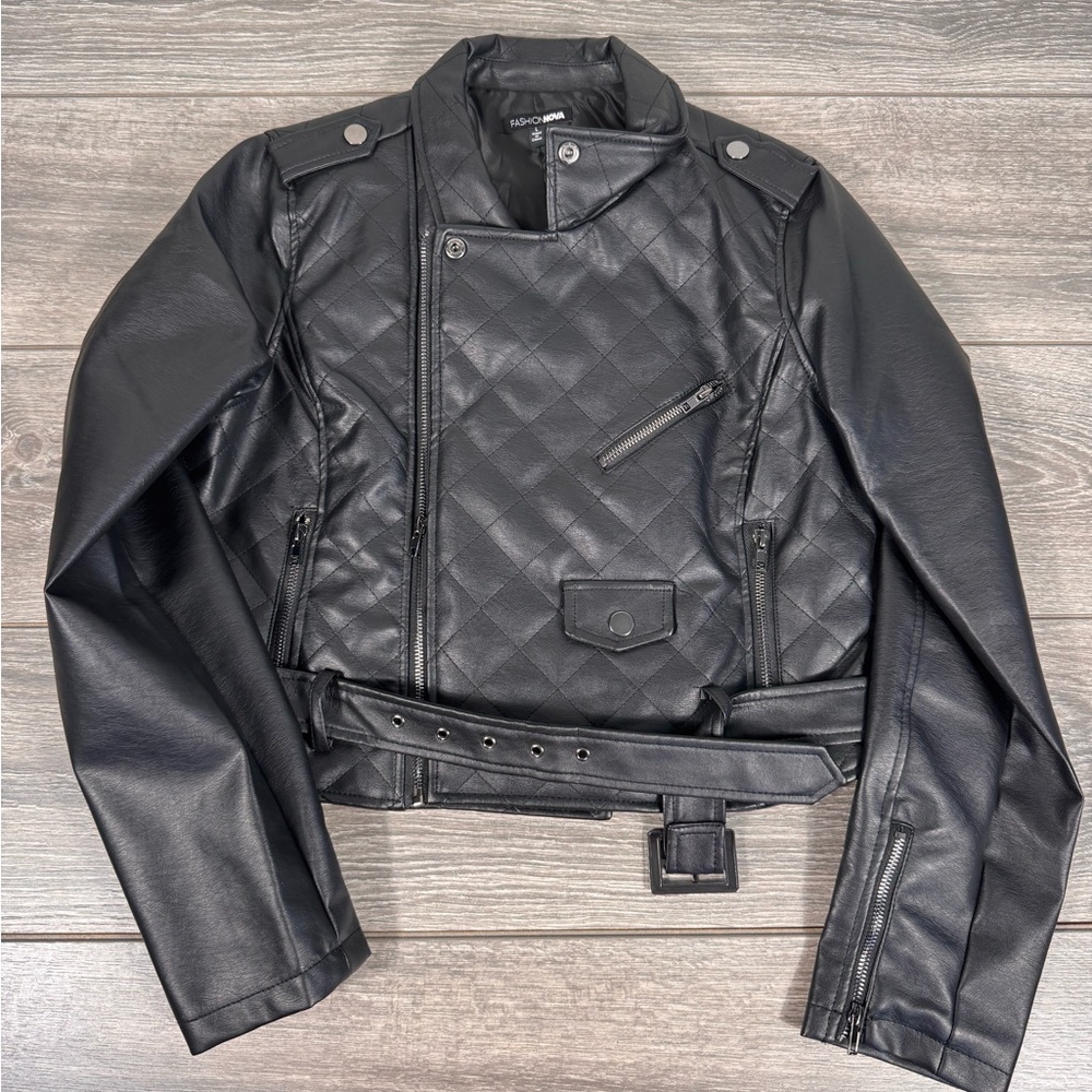 New faux leather jacket.